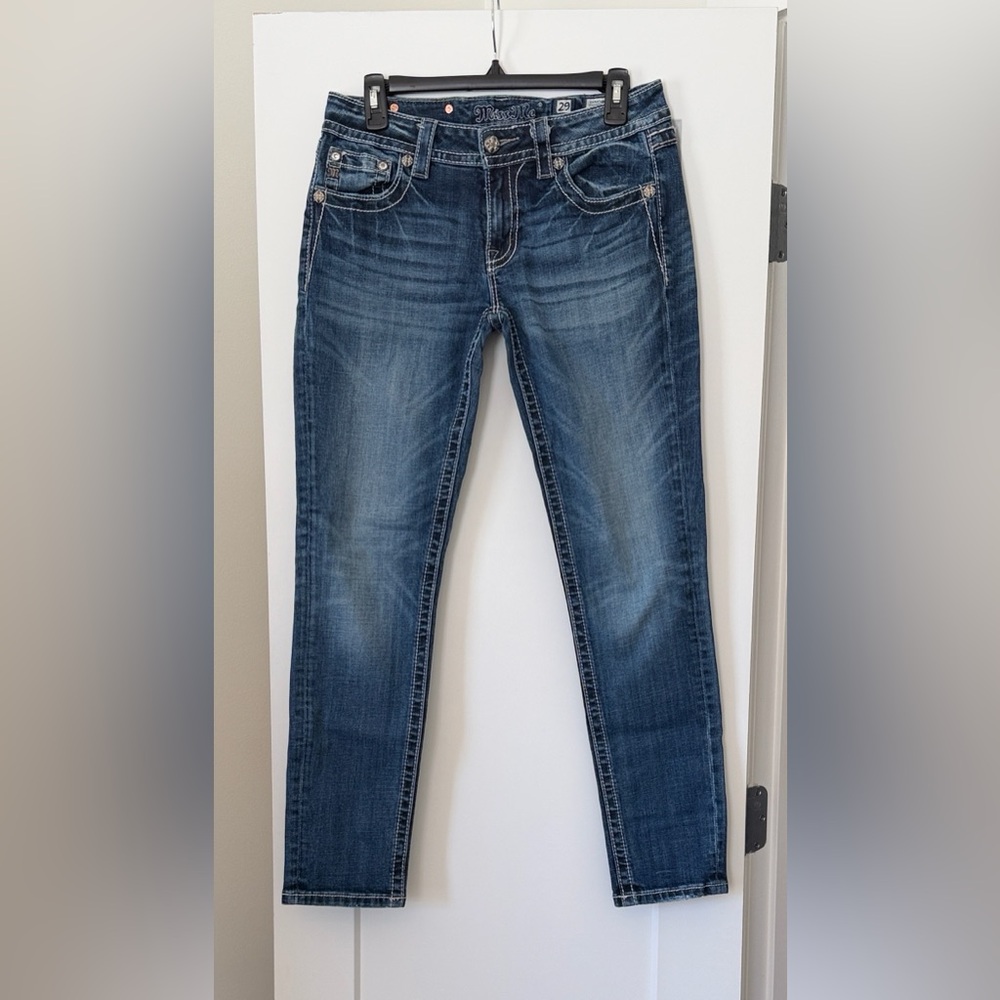 Miss Me Dark Blue Signature Skinny Jeans, size 29